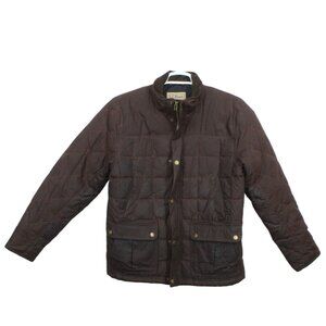 LL Bean Upcountry Waxed Cotton Down Jacket Snap Flap Zip Coffee Bean Small
